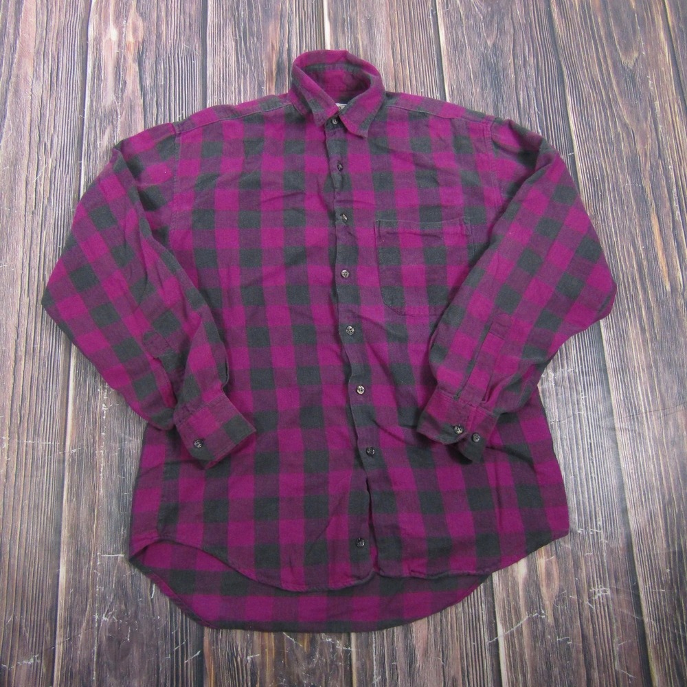 Gap Mens Small Purple Plaid‎ Flannel Button Up Shirt Long Sleeve Pockets Casual